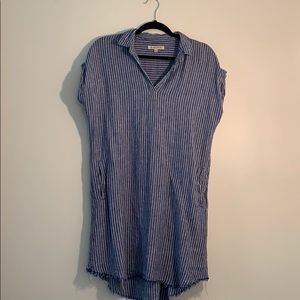 blue striped smock dress